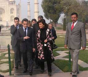 Mr. Nicolas Sarkozy in Taj Mahal with Local Tour Guide